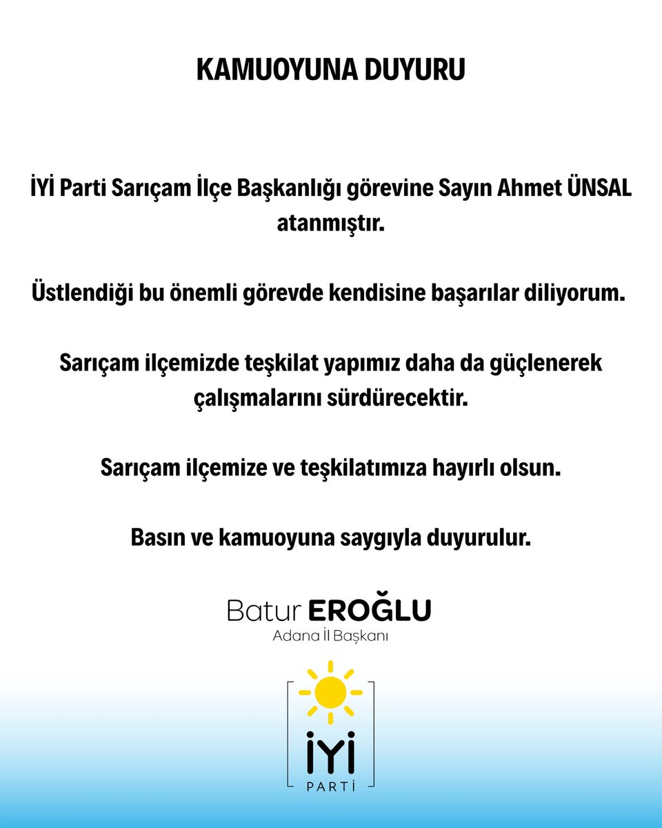 İYİ Parti Adana İl Başkanlığı tweet media