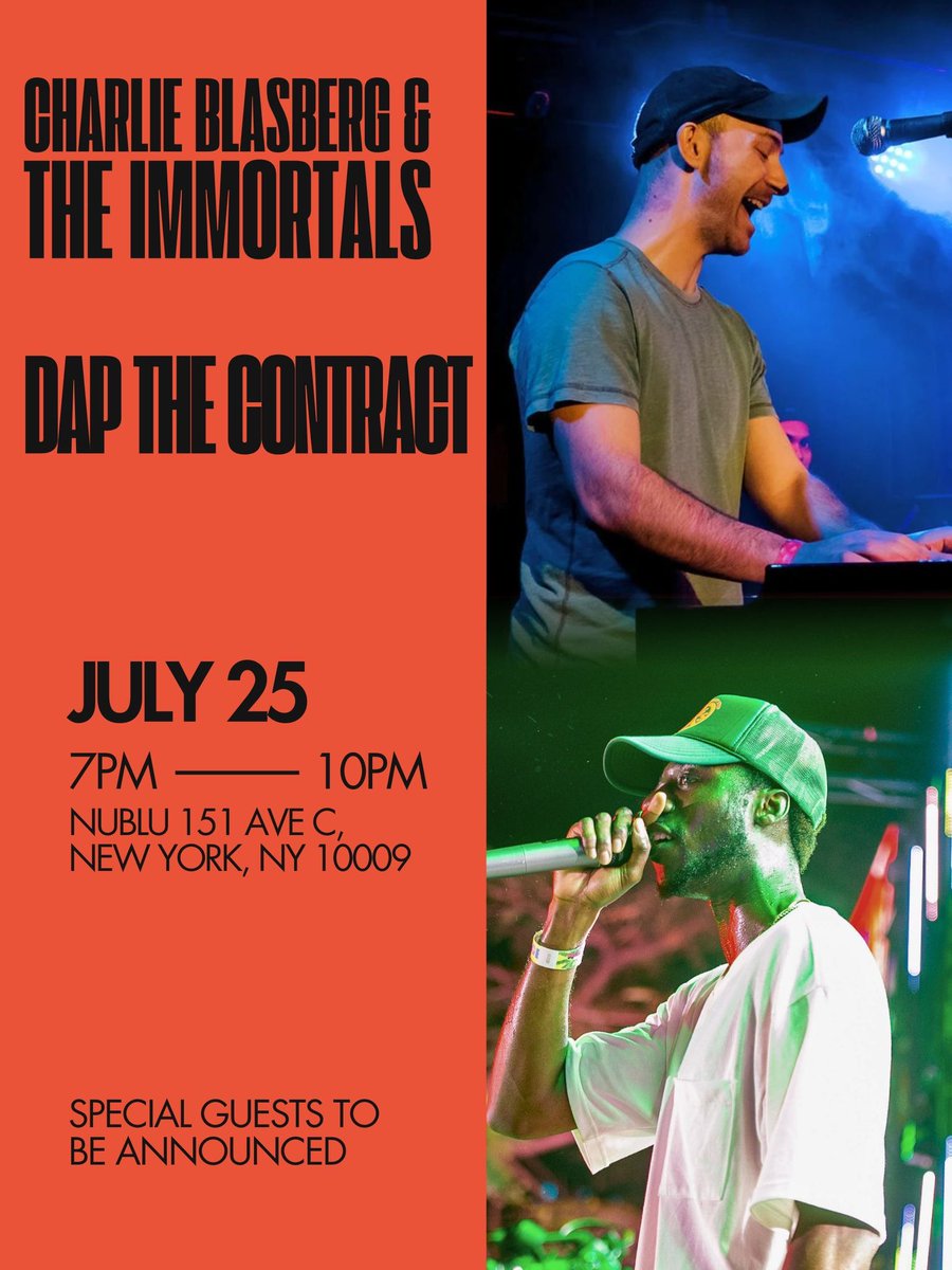 DAPTheContract's tweet photo. So excited to share that I’ll be performing at Nublu in NYC on July 25 to play an unforgettable concert with Charlie Blasberg &amp; the Immortals, Tofu Jack and Truvi!

Tickets available now - https://t.co/k2LkgimWSp https://t.co/0RvNavqd7W