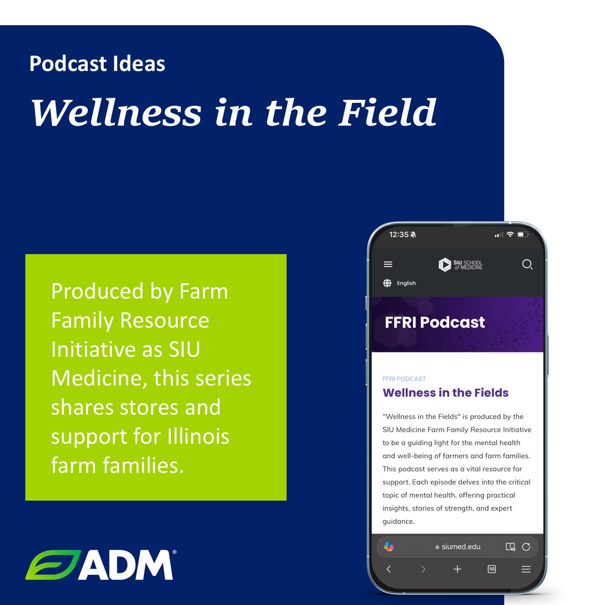 ADMFarmServices's tweet photo. 🚜 Out in the field? You don’t have to do it alone! 
Farming comes with long hours, tough decisions, and real stress. Support is available—and sometimes, it sounds like a podcast. 

Whether you’re planting or just taking a moment to breathe in the cab, these podcasts share real stories from people who understand the ups and downs of agriculture. They also offer practical perspectives on navigating challenges, stress, and mental well‑being. 

Even the strongest farmers need support from time to time. After all, the farm is nothing without you—and your well‑being matters. 

📲 Here are a few podcasts that might be worth tuning into this spring: https://t.co/Fo3lSMke9S 
#MentalHealthAwarenessMonth #BreakTheStigma
