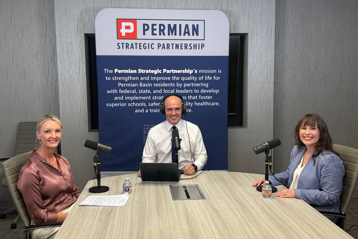 Texas2036's tweet photo. Take a behind-the-scenes look at "The Future of Texas" episode 10! President &amp; CEO of @PermianSP @Tracee_Bentley joins Texas 2036's @jordannwat and host @bradswail to explore the future of energy in Texas.

⏰ Full episode drops this Tuesday at 3:00 PM. #txenergy https://t.co/peHxkCNtMH