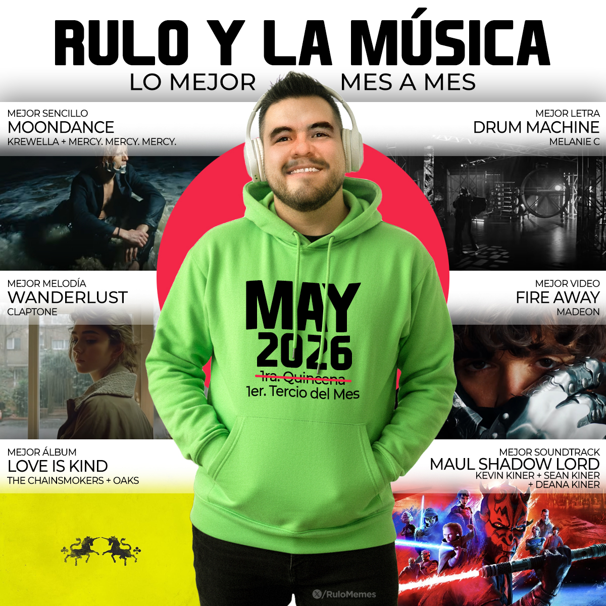 RuloMemes's tweet photo. Ya se sienten los temas de verano.
Y vienen en tal número, que de nuevo vuelvo a partir el mes en tres conteos.
Esto es un poco de lo mejor que nos está regalando Mayo 2026 en cuanto a buena música nueva.

@RuloMemes #RuloMemes #lamusicaesvida #buenamusica #musicanueva #plur https://t.co/kXaQnvMn5e