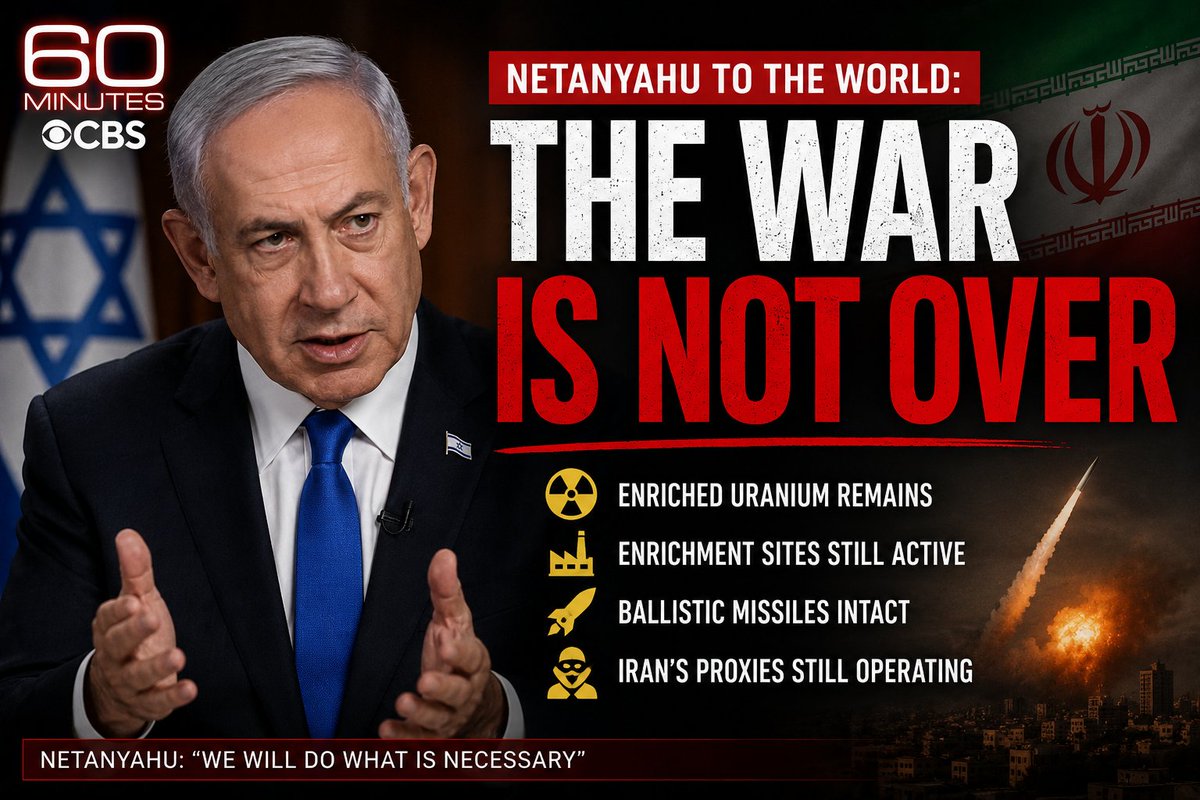 _TheFluc's tweet photo. Benjamin Netanyahu just said something that could reshape the Middle East.

On CBS’s 60 Minutes, the Israeli Prime Minister said the war with Iran is “not over.”

And global markets are paying attention.

A Thread 🧵 https://t.co/jzar7jEhQ1