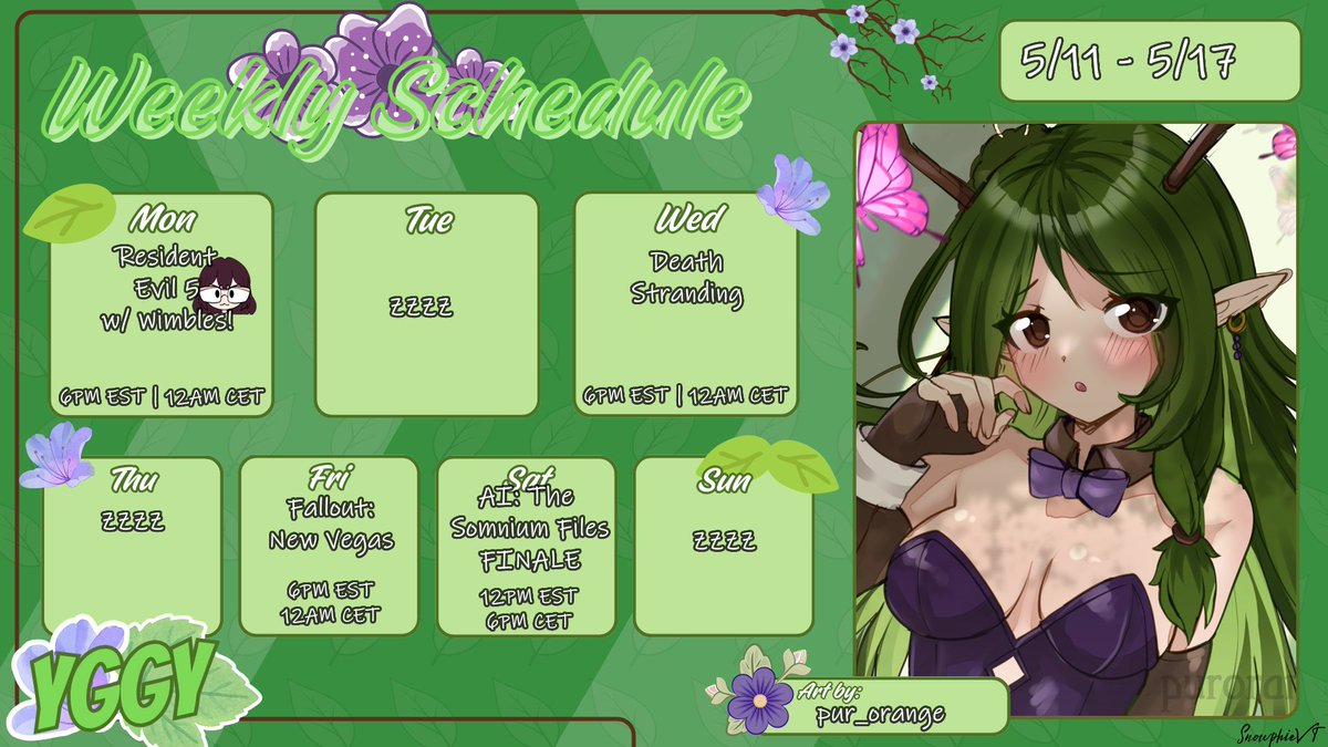 YggyVT's tweet photo. [WEEKLY SCHEDULE]

Tonight is Resident Evil 5 with @weeabuuuu!!!

And Saturday is the FINALE of AI: The Somnium Files!!!

🎨: #yggillust 
🔞: #stickyggy https://t.co/h223EM5Lre
