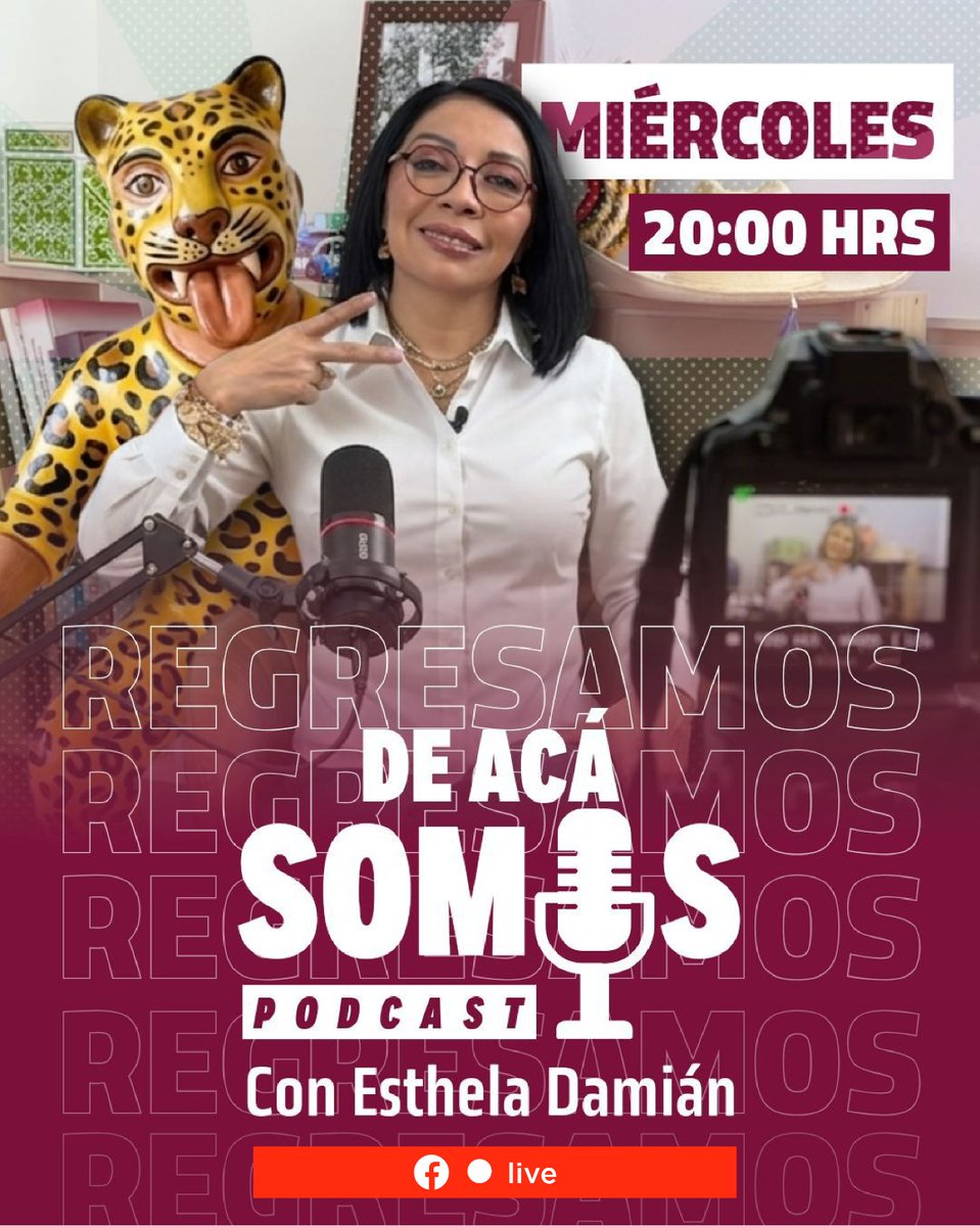esthela_damian's tweet photo. ¡Les tengo una gran sorpresa! 💜

Regresa el podcast, ahora: “De acá somos” 🎙️
Todos los miércoles, 8 PM.
Vamos a escuchar las voces de Guerrero.

#DeAcáSomos https://t.co/ltuaOZP3rI