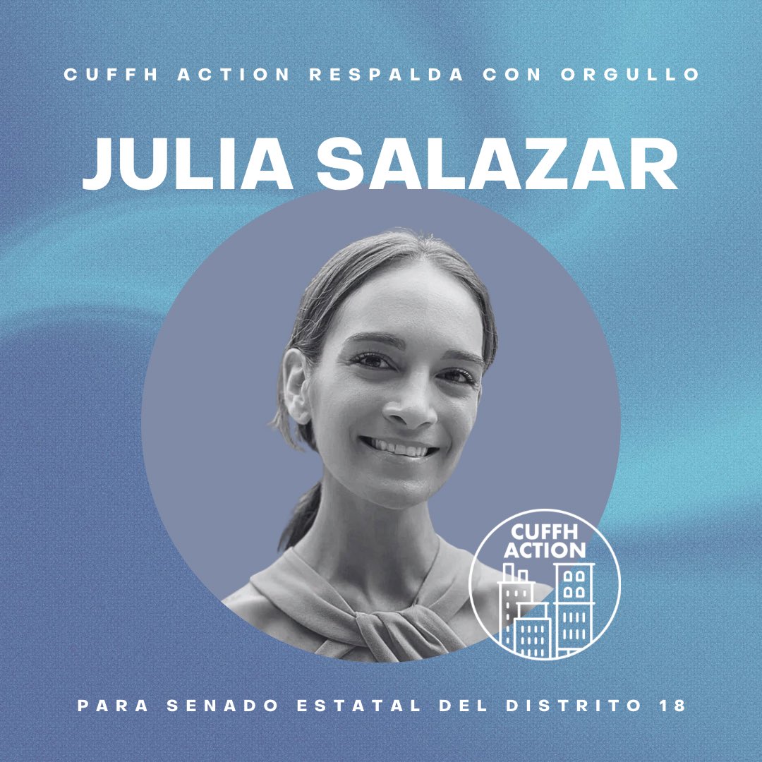 CuffhAction's tweet photo. CUFFH Action is proud to endorse Julia Salazar's re-election campaign for the NY State Senate.

Julia has never been afraid to stand up for working New Yorkers against powerful special interests. https://t.co/8HSlHnBw66