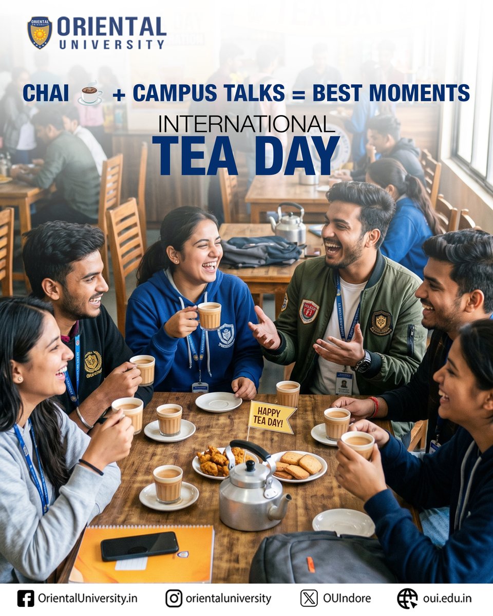 OUIndore's tweet photo. Celebrate chai and conversations this Tea Day at OU. https://t.co/vi6l3p4bhS