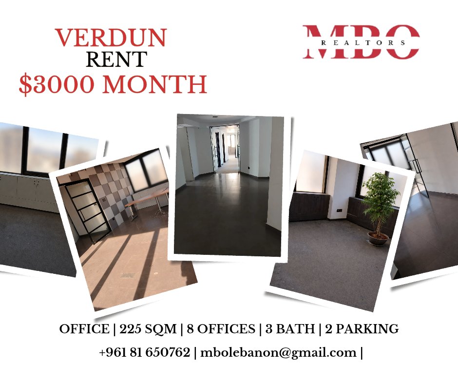 MBOREALTORS's tweet photo. Office for rent in #Verdun #Beirut #Lebanon in a prime location that provides a nice view. https://t.co/Ni8hIeTl9O