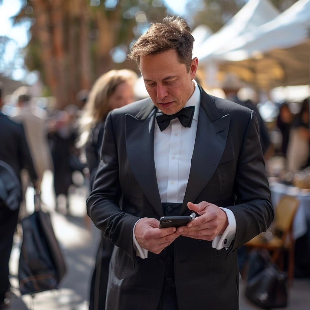 nature_ama50341's tweet photo. Tux on, phone in hand 📱  
Even at the event, work never stops.  
Bow tie sharp, focus sharper.  
When the ping matters more than the party.  
What do you think he’s checking?
A. Rocket launch update
B. Tesla stock 📈
C. A random meme 😂
D. Work emails 💼
👇 Your guess https://t.co/3HSAqlPlSL