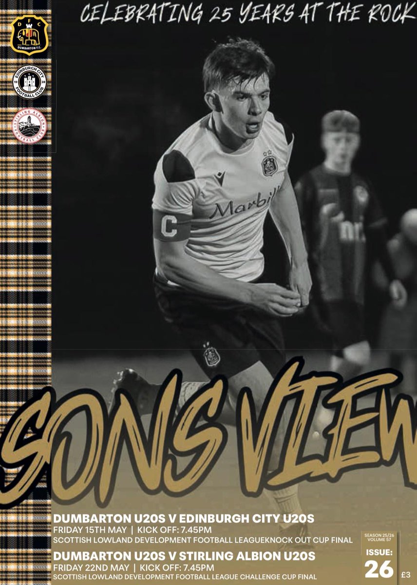 Dumbartonfc's tweet photo. 📰 We've got one last edition of Sons View on the way.

For the first time ever the team have produced a programme for our U20's back-to-back finals. 

Get yours this Friday at Bo'ness, or next Friday at Ochilview! https://t.co/KjVnMz0lYu