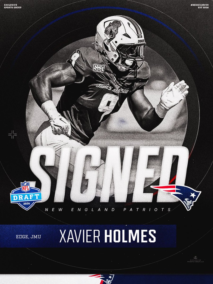 Exclusive_SG's tweet photo. Congratulations to our guy Xavier Holmes on signing with the New England Patriots 🔥 #BeExclusive • @XavierHolmes02 https://t.co/E6IpOnWjHV