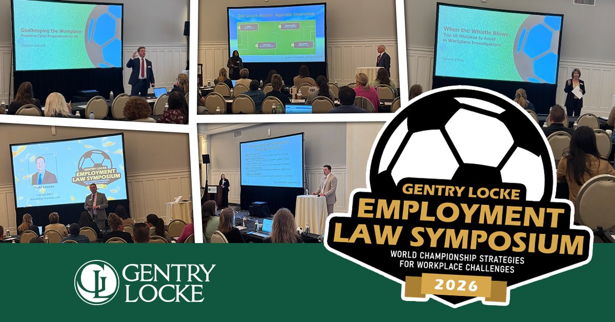 GentryLocke's tweet photo. We kicked off the 2026 Gentry Locke Employment Law Symposium in Lynchburg last week! It was a great day of insightful programming focused on today’s most pressing workplace issues and HR updates. Thank you to the Lynchburg HR community for joining us.

#EmploymentLaw #GentryLocke https://t.co/HqEjwe6tSa