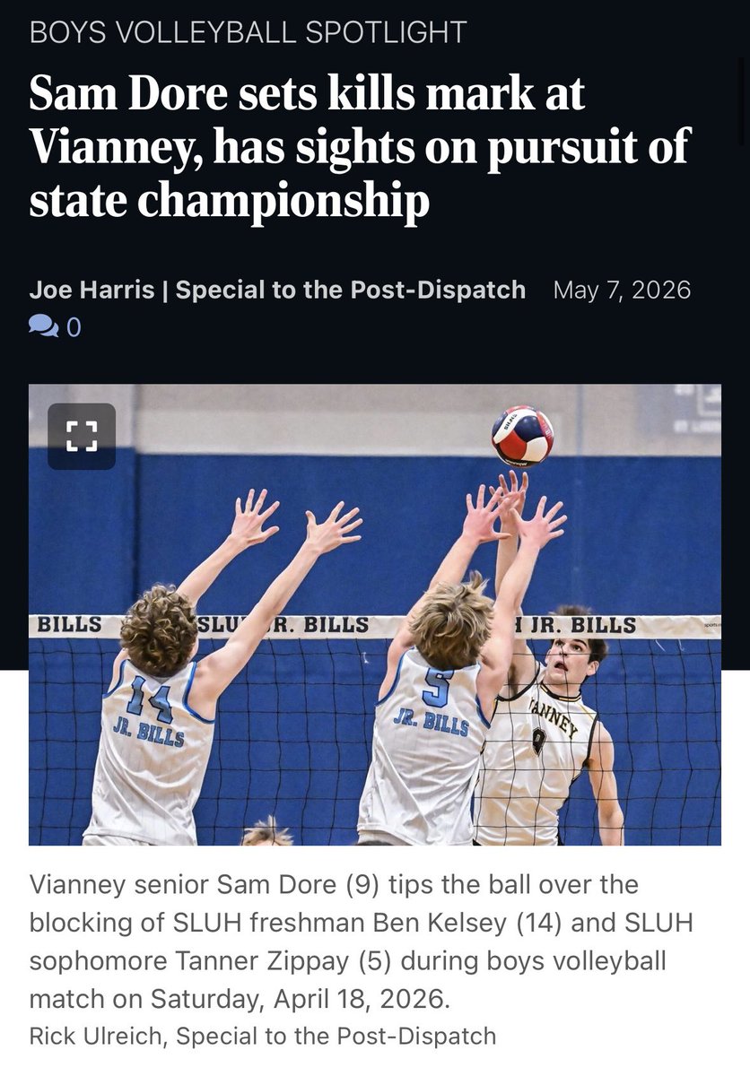 vianneygriffins's tweet photo. Check it out! Sam Dore makes history while chasing a championship. 

@vianneyvolley | #BeAGriffin 

🔗: https://t.co/m7moFPvLY8 https://t.co/11EtIVfzcm