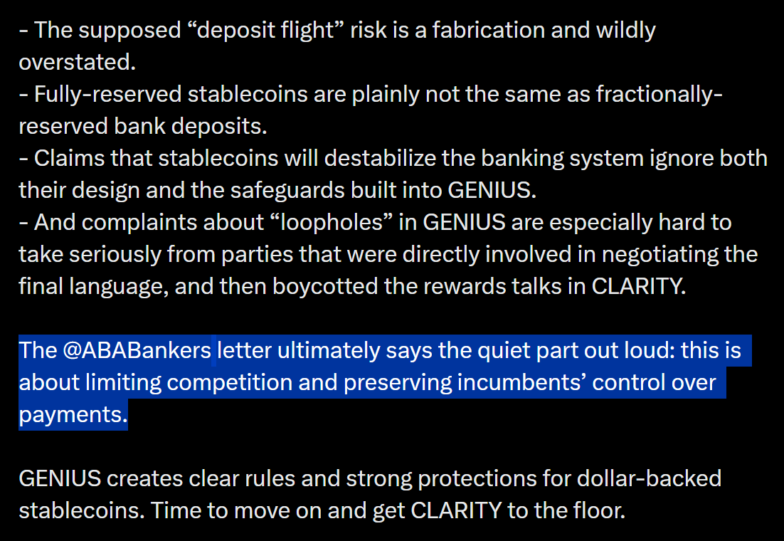 ChadSteingraber's tweet photo. This whole fight has been about eliminating the competition to preserve banking control.

That's it.  It's not about what's best for the public. https://t.co/x2MAVxaF74