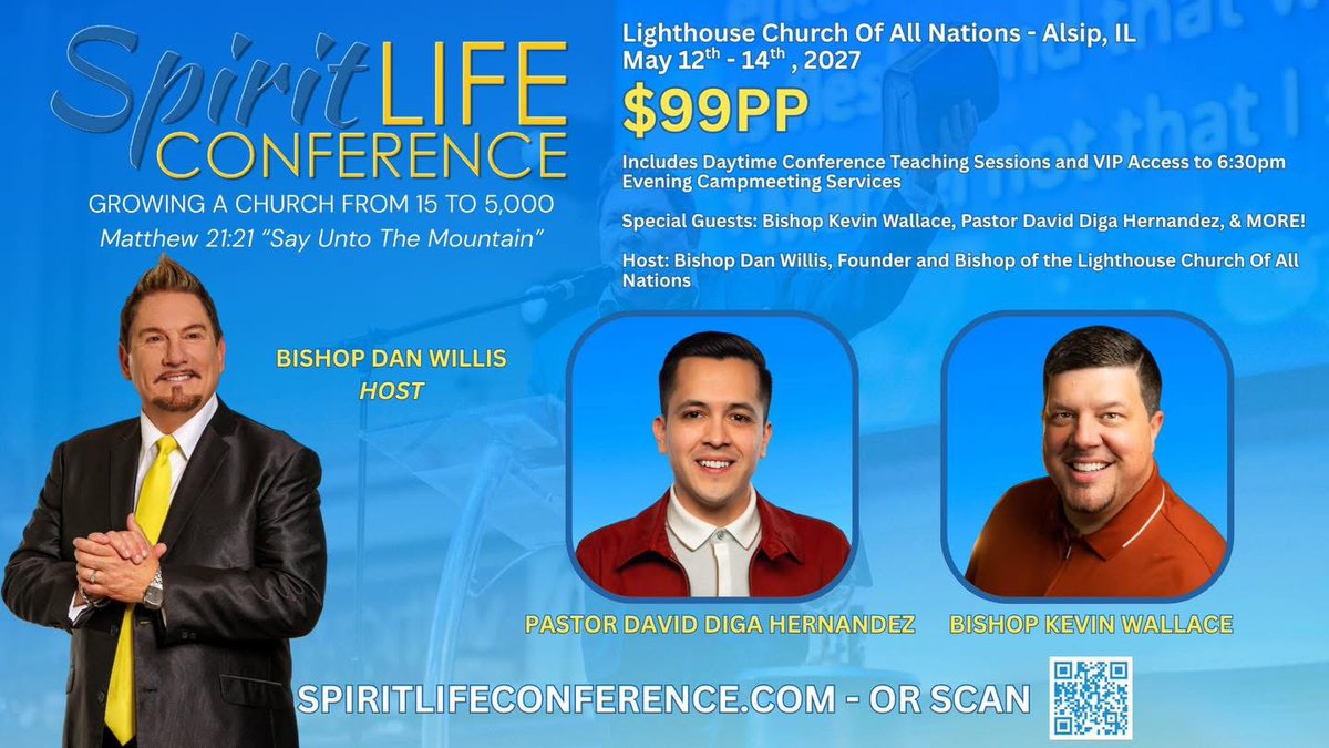 pastorDanWillis's tweet photo. SAVE THE DATE 🗓️

Family, I am so excited for our Spirit Life Conference coming in May of 2027!

Be sure to mark your calendar and share with a friend for this life-changing event.

Register Today!😄🔗⬇️

https://t.co/AHjTjhgrPE

#conference #leadership  #spiritlifeconference https://t.co/vLXBmMImZ8
