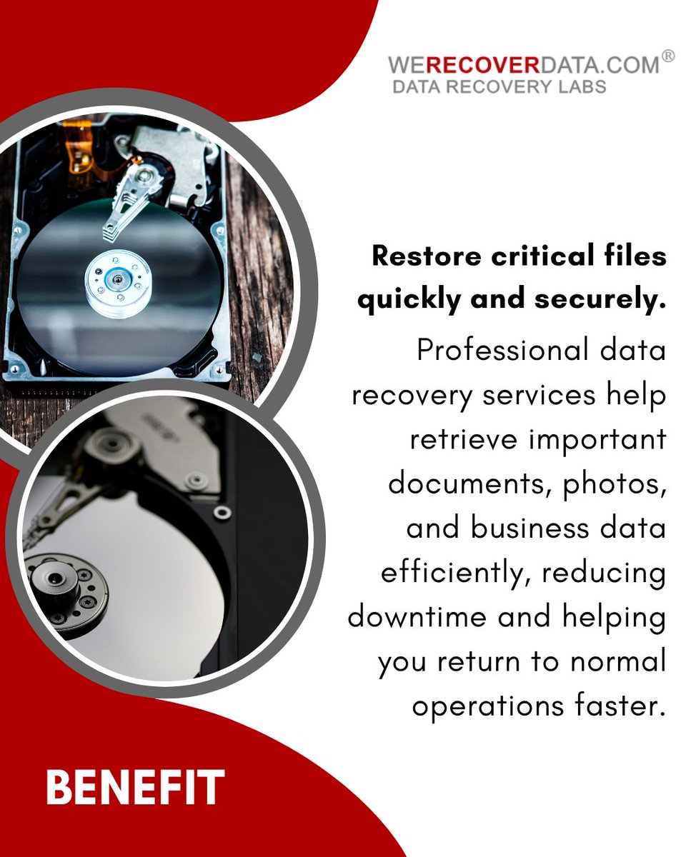 WeRecoverData's tweet photo. Restore critical files quickly and securely.
Professional data recovery services help retrieve important documents, photos, and business data efficiently, reducing downtime and helping you return to normal operations faster. https://t.co/uthLKmTKBp