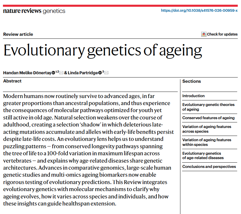 melikedonertas's tweet photo. Check out our new review on evolutionary genetics of ageing 🔥 https://t.co/FCecUm4OBM @NatureRevGenet  @LeibnizFLI @IHAatUCL https://t.co/JYtQuNeZs3