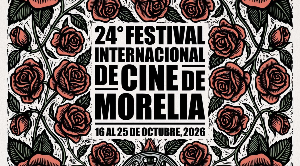 escenanews's tweet photo. El cartel de la 24ª edición del Festival Internacional de Cine de Morelia fue diseñado por Rodrigo Toledo Crow y Jerónimo Toledo Rossell, con una composición inspirada en las rosas del Centro Histórico de Morelia y el arte tradicional michoacano. https://t.co/2LG7Zd030P https://t.co/ByklL6T7LR