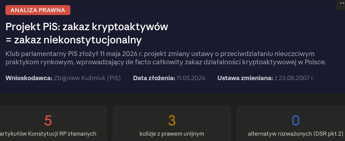 Analiza naruszeń prawa przez najnowszy projekt <a href="/pisorgpl/">Prawo i Sprawiedliwość</a> dot. kryptowalut.
