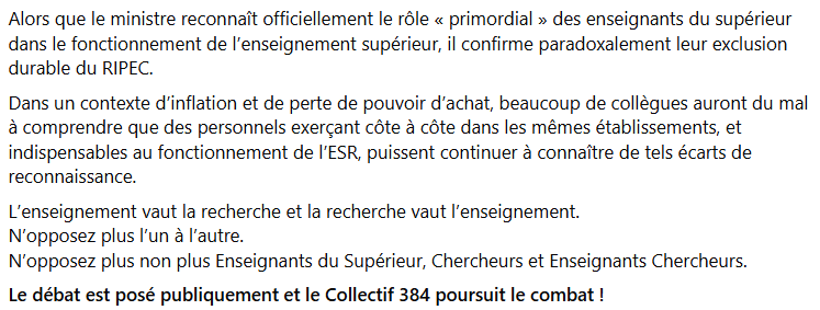 384Collectif's tweet photo. #RIPEC @FranceUniv @SebLecornu @ADIUTofficiel @BFMTV @AssembleeNat @TF1 @Francetele @BFMTV @afpfr @franceinter @NewsTankEduc 

ET UNE RÉPONSE D'EXCLUSION DES ES DU RIPEC EN PLUS @PhBaptiste 

Par contre, merci infiniment Mme la Député@allemand_jose pour votre soutien si précieux. https://t.co/m4A5PlIvPP