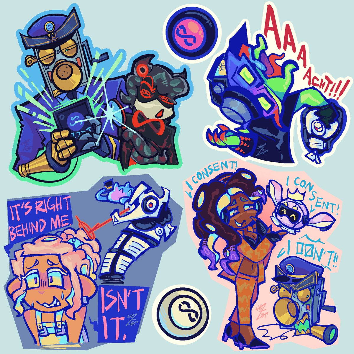 monicracar's tweet photo. My random thoughts of both splatoon DLC at 3 am made me finish this Sticker page of... whatever abomination this is.

HI CHAT I WAS 2 WEEKS DEEP IN ART BLOCK BUT I FINALLY MADE SOMETHING NEW!! As usual you can get these stickers at my Etsy, link in REPLY!!! https://t.co/JbRUJkogfl