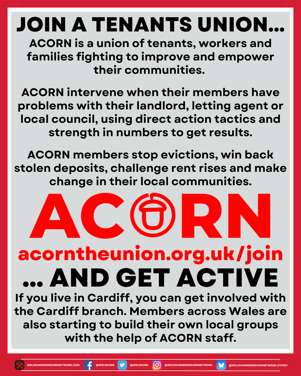 WelshUGN's tweet photo. What's next?

Here's five ways you can get involved:
- Join a union
- Join @acorncardiff
- Join @cymruantifascistnetwork
- Join an international solidarity group
- Join the Welsh Underground Network

Forward to independent worker's organising and a Socialist Republic of Wales! https://t.co/lHrDfxjj1U