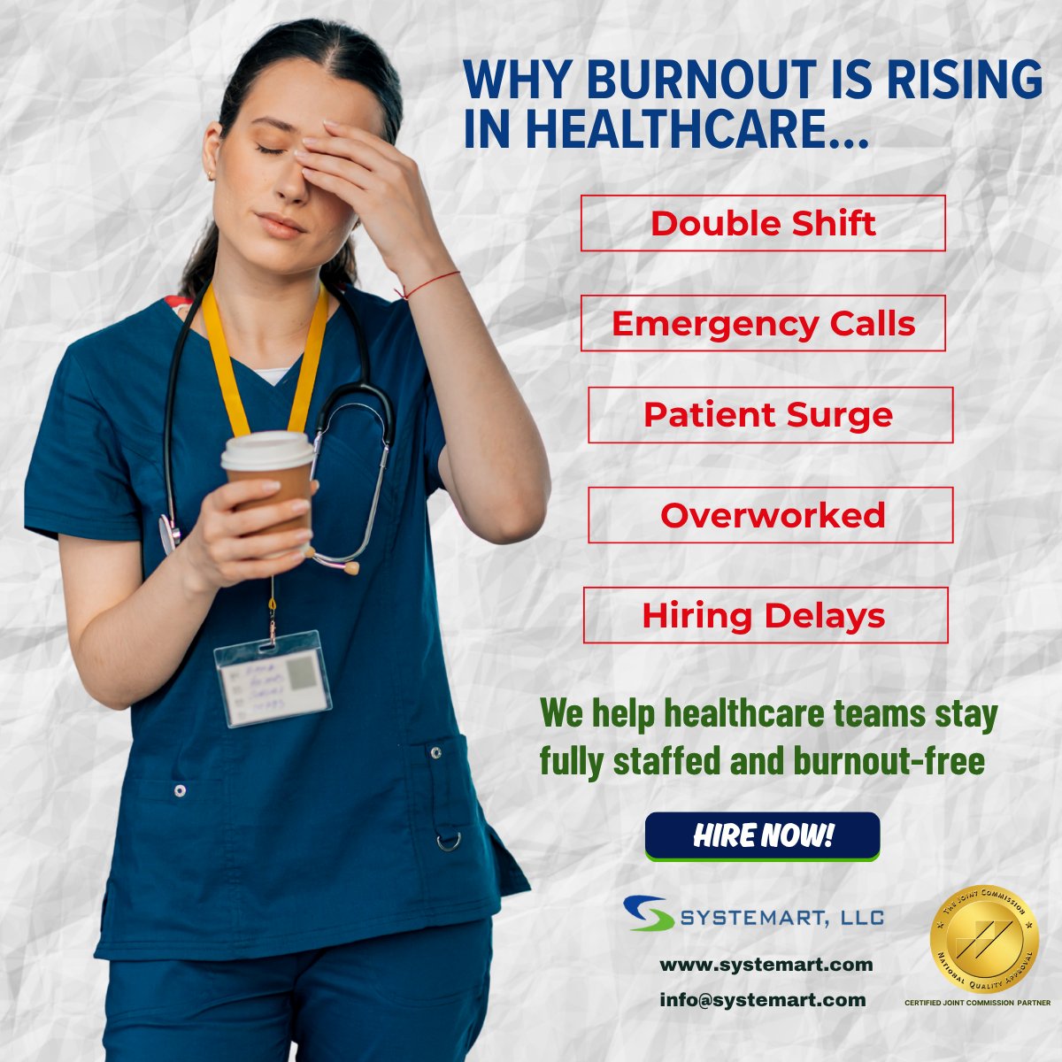 Systemart's tweet photo. 🚑 Healthcare burnout is rising fast.

⏰ Double shifts
📞 Emergency calls
🏥 Patient surges
😓 Overworked teams
We help healthcare organizations stay fully staffed so healthcare professionals can focus on patient care. 💙
#HealthcareStaffing #HealthcareHiring #systemart https://t.co/PN6B0gIPvb