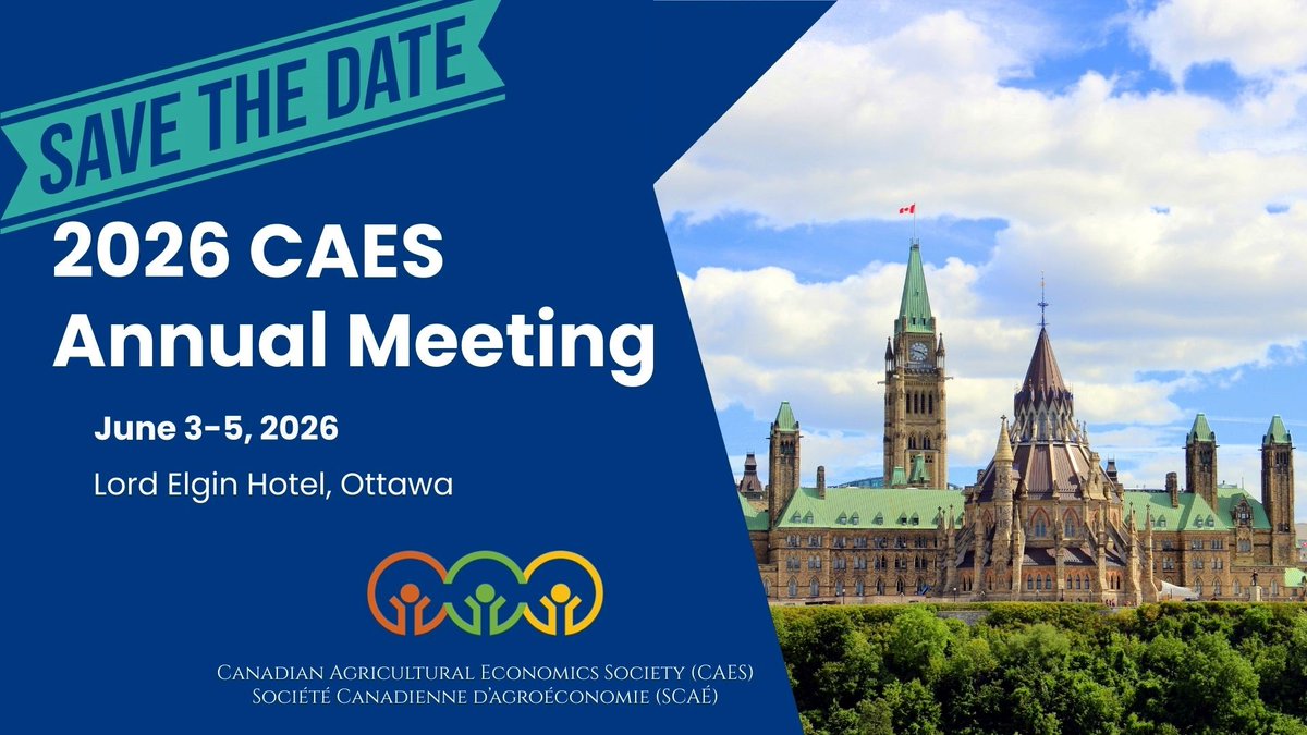 CAES_AgEcon's tweet photo. Don’t miss the 2026 CAES Annual Meeting!
⏰ Register by May 12
Featuring:
• Keynote by Jill Hobbs
• Fellows focus from Alan Ker
• Fellow’s address by Bruno Larue
👉 https://t.co/c9IjmhYW21 https://t.co/YTwFWDgvCj