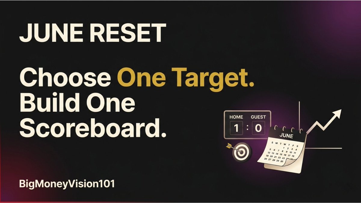 bmoneyvision101's tweet photo. Choose One Target. Build One Scoreboard.

Before June begins, choose one target and one scoreboard.

Try this today: What scoreboard will you use in June?

Save this.

#GoalSetting #JuneReset #Productivity #Execution #SelfImprovement https://t.co/6kjMU1PxGK
