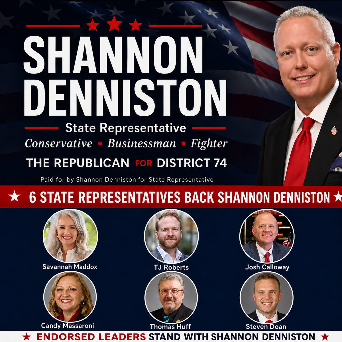 denniston's tweet photo. I am not walking into Frankfort alone. I have already been endorsed by 6 State Representatives, 1 United States Congressman, and numerous honorable organizations. I am the ONLY candidate in this race with support already waiting in the KY House of Representatives. #EndPropertyTax https://t.co/vBLK5yEjxw