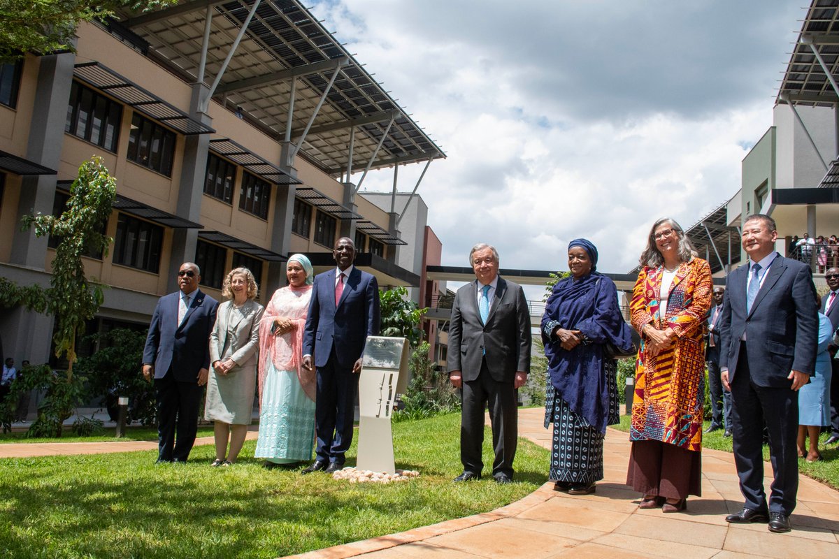 ODG_UNON's tweet photo. UNON DG @ZainabHawa received UN Secretary-General @antonioguterres at the start of his two-day visit to Nairobi.

During his visit, the Secretary-General will participate in the Africa Forward Summit alongside Heads of State, business leaders and youth representatives to advance dialogue on partnerships, innovation and inclusive growth for Africa’s future. 

He also attended the groundbreaking ceremony for the expansion of the United Nations Office at Nairobi — a landmark over USD 340 million investment that further strengthens Nairobi’s role as the only UN Headquarters in the Global South and a growing centre for global diplomacy and multilateral cooperation.