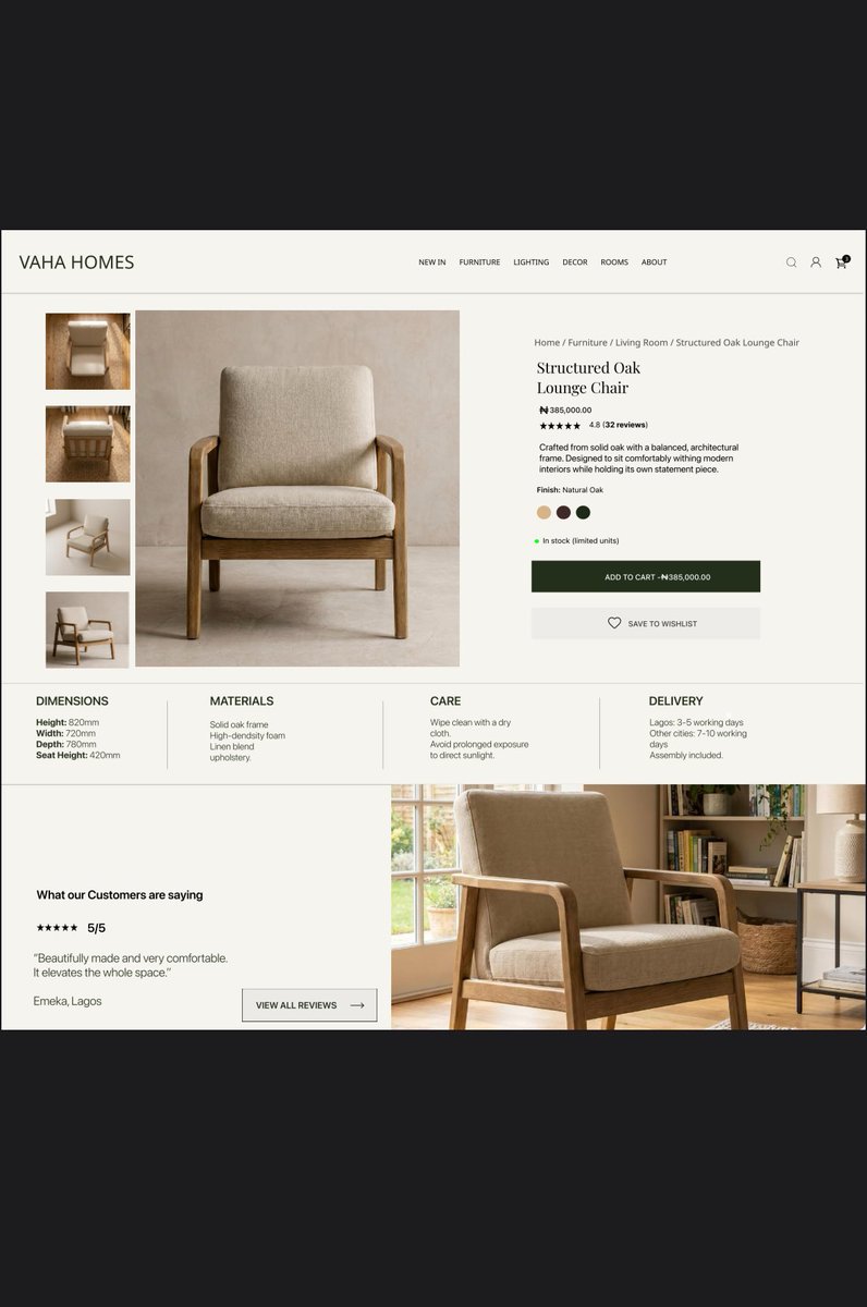 __Tiyan's tweet photo. Day 3: Designed an e-commerce product page.
Clean gallery, clear pricing, quick description, and a CTA that actually feels clickable. 

Added reviews too because nobody buys without checking first. 

Simple layout, but everything doing its job.

#TechCrush #UIUX #ProductDesign https://t.co/4M6o86Lkdp