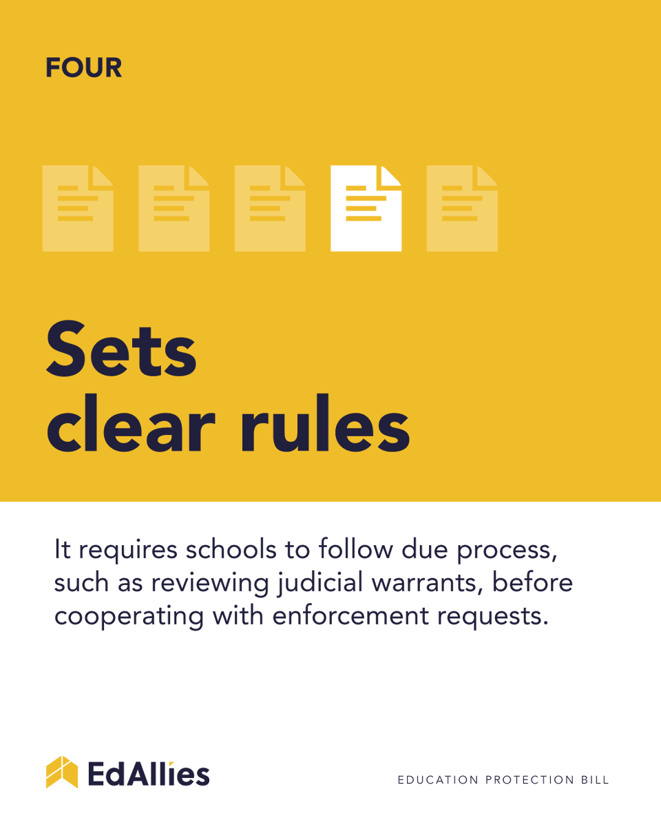 EdAlliesMN's tweet photo. The Education Protection Bill HF3409/SF3803 included in SF3699) affirms that schools are safe, welcoming spaces, where educators can focus on teaching and students can attend without fear that their presence will place themselves or their loved ones at risk. #mnleg https://t.co/92Dba2ErTX