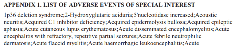 1blmoss's tweet photo. @Garpyblah No, those are AESIs, which is a pre-defined list of medical events that researchers and trial sponsors closely monitor for. The list also includes manufacturing issues. https://t.co/c8tTlvIDnf