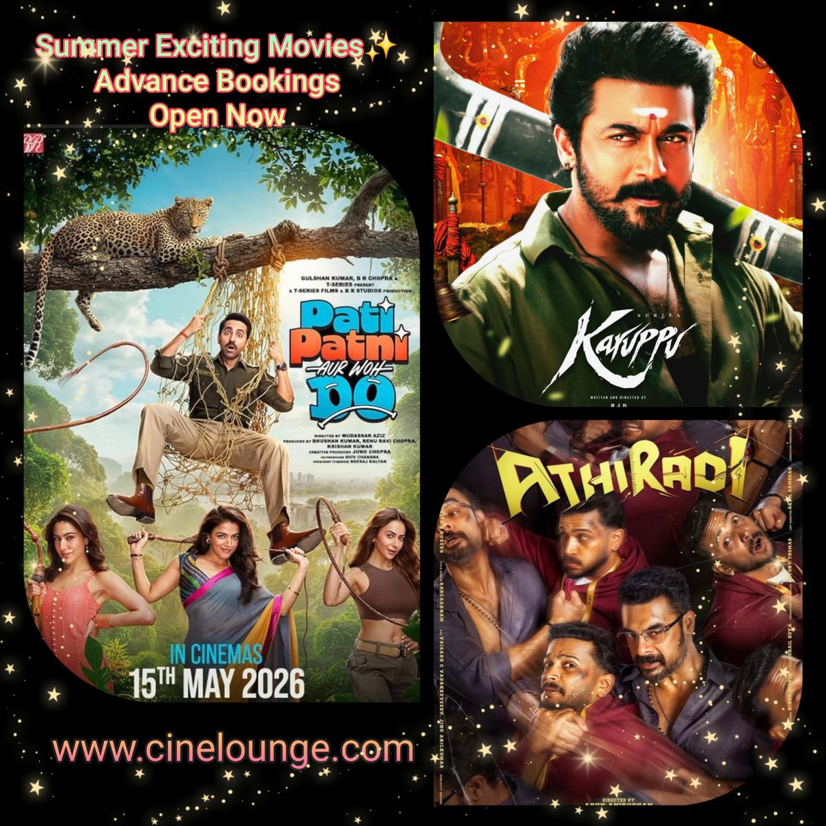 CineLoungeusa's tweet photo. Sumnmer Exciting Movies Releasing this week. Bookings Open Now. For showtimes &amp; scheduled https://t.co/ScZOd0GVjg https://t.co/tcOFWNO6kT