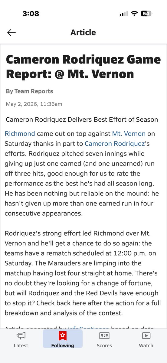 CameronRod2027's tweet photo. Cameron Rodriquez, articles for his pitching performances https://t.co/OgywjcoacX