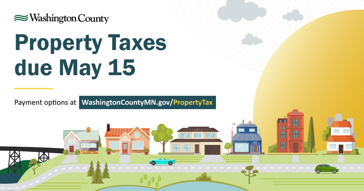 WashingtonCoMN's tweet photo. Property tax payments are due May 15—avoid late penalties by paying online or dropping off in person. Find payment options at https://t.co/jnmduEOpdy https://t.co/LIfhqZMLDV