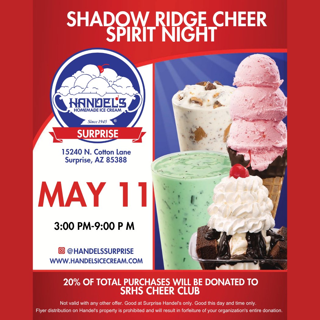 ShadowRidgeHS's tweet photo. Come out to support the SRHS Cheer Team! Present this flyer when ordering! https://t.co/p5Xke4gxvA