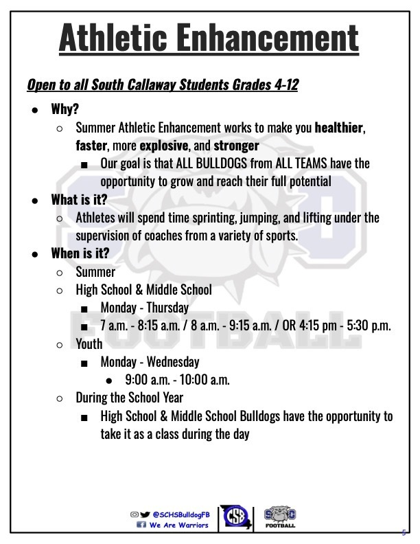 SC_Bulldog's tweet photo. Athletic Enhancement  for June and July 2026 https://t.co/fVvvhl71EU