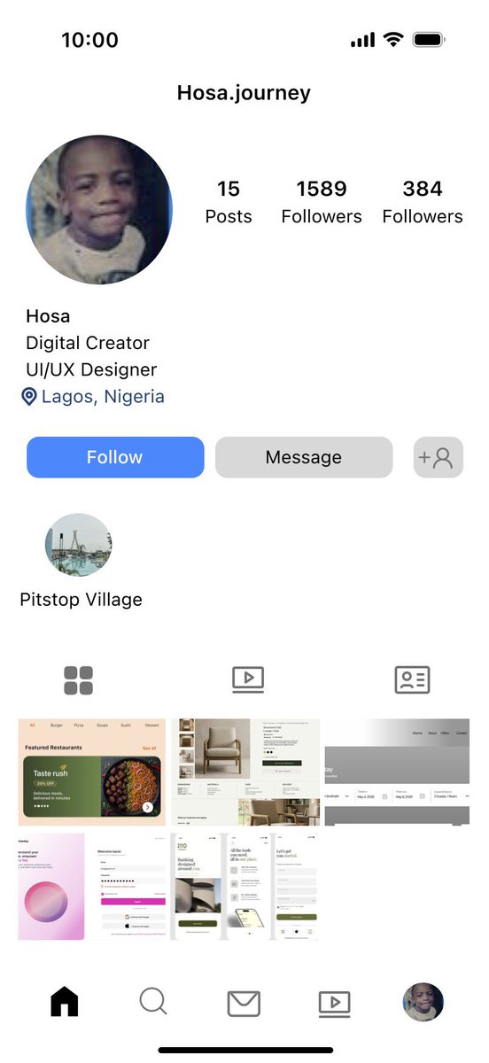 __Tiyan's tweet photo. Designed a social media profile screen.
Clean header, clear stats, and actions right where you expect them. Kept the focus on the content simple grid, easy scroll.
Profiles should feel effortless to explore.

#TechCrush #UIUX #ProductDesign #MobileDesign https://t.co/Zj624nOCt3
