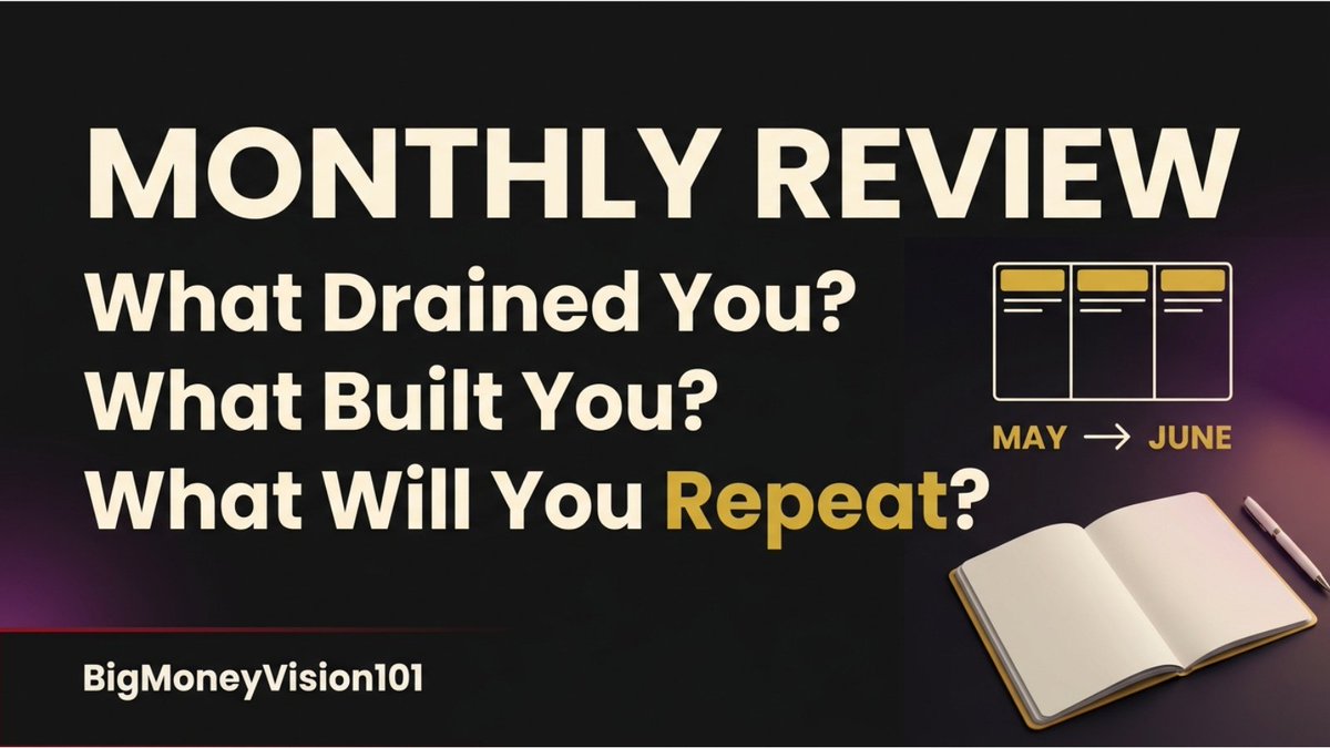 bmoneyvision101's tweet photo. What Drained You? What Built You? What Will You Repeat?

Before you rush into June, review May with honesty.

What will you carry into June?

Save this.

#MonthlyReview #GoalSetting #SelfImprovement #Productivity #Mindset https://t.co/vgvovFyClV