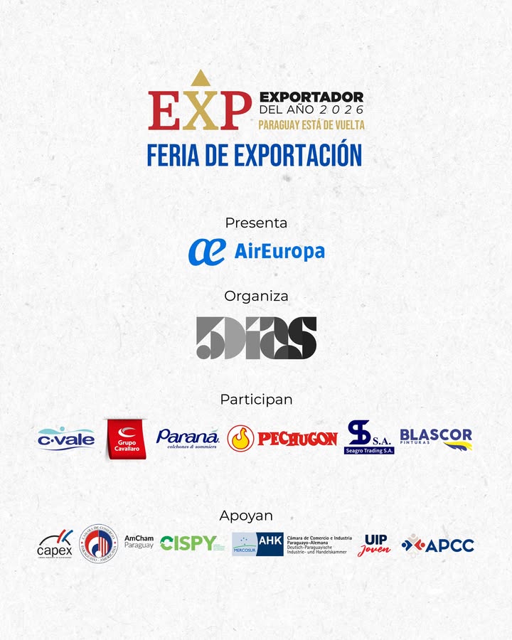 5DiasPy's tweet photo. 🇵🇾 Blascor ya es parte de la Feria de Exportación + Premio Exportador del Año 2026, el encuentro que reúne a quienes están llevando a Paraguay al mundo.

Un espacio para conectar, generar oportunidades y seguir posicionando al país a nivel internacional.

📅 25 y 26 de mayo
📍 Centro de Eventos Paseo La Galería
👉 ¿Tu empresa también va a estar?

#ExportadorDelAño #FeriaExportador #5Días