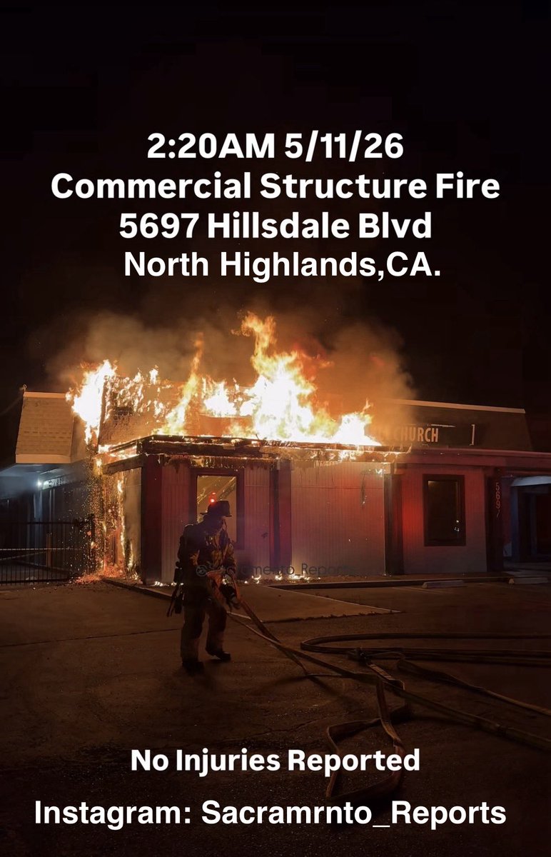 NH_Alerts's tweet photo. A 2 Alarm 🚨 fire broke out at 5597 Hillsdale Blvd @ Walerga in North Highlands early this morning. No injuries occurred but damage was major to the Victory Life Bible Church.  #SacNews https://t.co/WhUjM7Iq6q