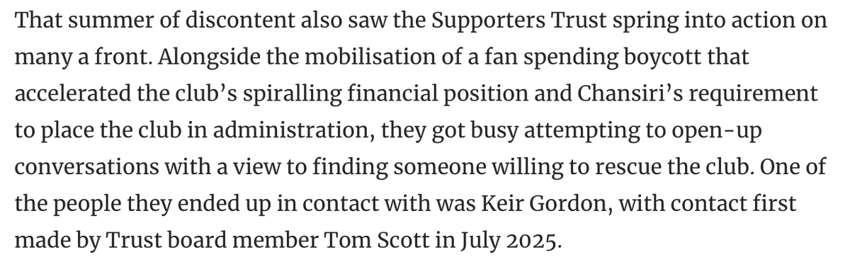 stevechu75's tweet photo. A lot is known about the @SWFCTrust campaign to remove DC. Less is known about a huge amount of other work done by Trust Board members in the background. This @AlexJPMiller story, with due credit to my colleague @TomScott1,  deserves to be told #swfc https://t.co/4uakawurG1
