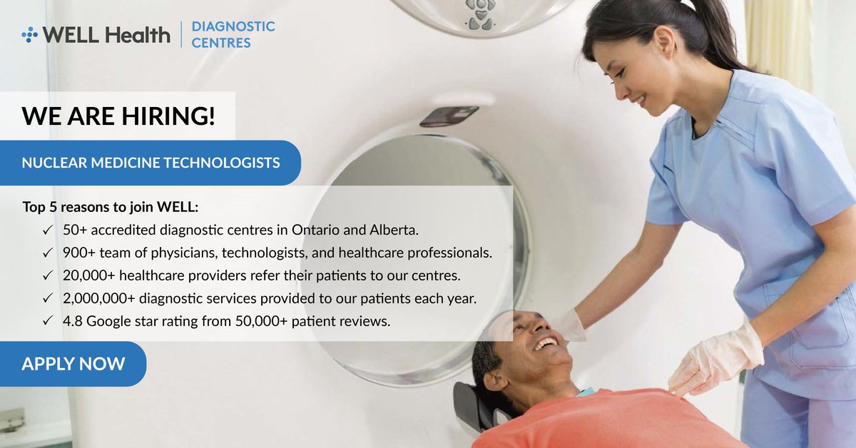 welldiagnostics's tweet photo. We're hiring nuclear medicine technologists throughout Ontario! Apply now at https://t.co/XIJ684N9hZ. https://t.co/M9OaI5YPZn