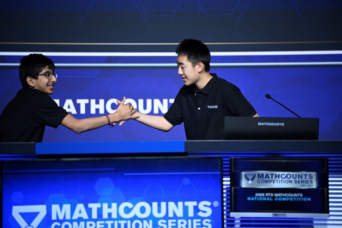 MATHCOUNTS's tweet photo. And we have a 2026 RTX MATHCOUNTS National Champion...congratulations, Justin Kim of California! He and runner-up Arnav Vunnam both had an impressive showing in this morning's Countdown Round. Learn more at https://t.co/KxHf7qvGli https://t.co/TILaxNl583