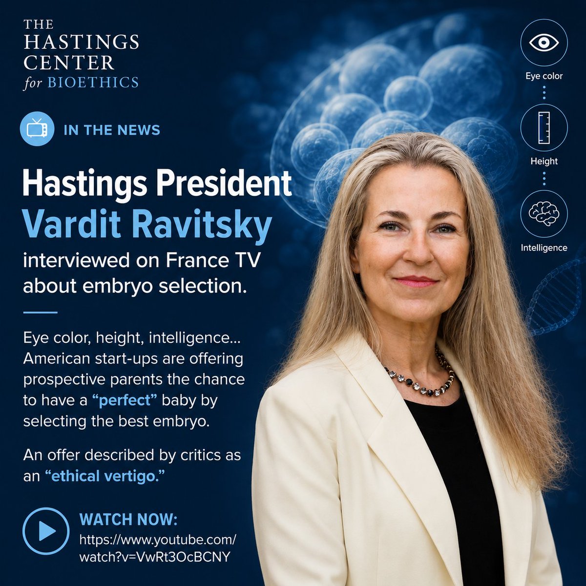 hastingscenter's tweet photo. Hastings President @VarditRavitsky was featured on @F2Washington discussing the growing trend of embryo selection. 🧬📺

🎥: https://t.co/iAW6UPwJ5C

#Bioethics #EmbryoSelection #Genetics #ReproductiveEthics #MedicalEthics #FutureOfMedicine https://t.co/I3PcewUm6v