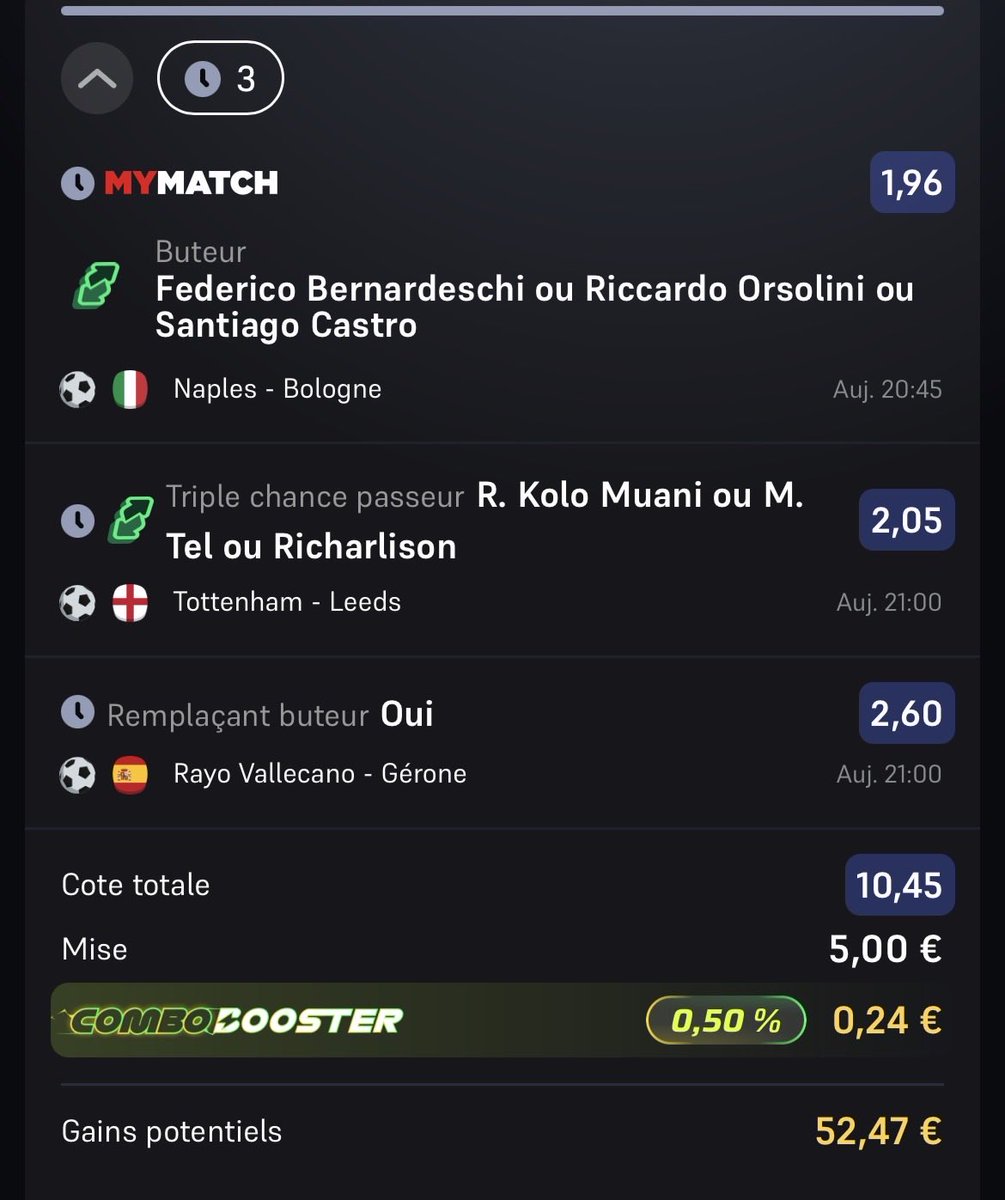 Kapigol1's tweet photo. ⚽️🔥 Pas grand chose ce soir, un p’tit combi et le match de Tottenham qui peut se sauver ce soir contre Leeds qui joue plus rien .. 

🏴󠁧󠁢󠁥󠁮󠁧󠁿 Tottenham/Leeds

⚽️ Richarlison et victoire 3,25 
Boost Unibet (5€)
⚽️ Kolo 3,10 Unibet (5€)
⚽️ Penalty 3,60 B (5€) https://t.co/4B8TuKLWXR