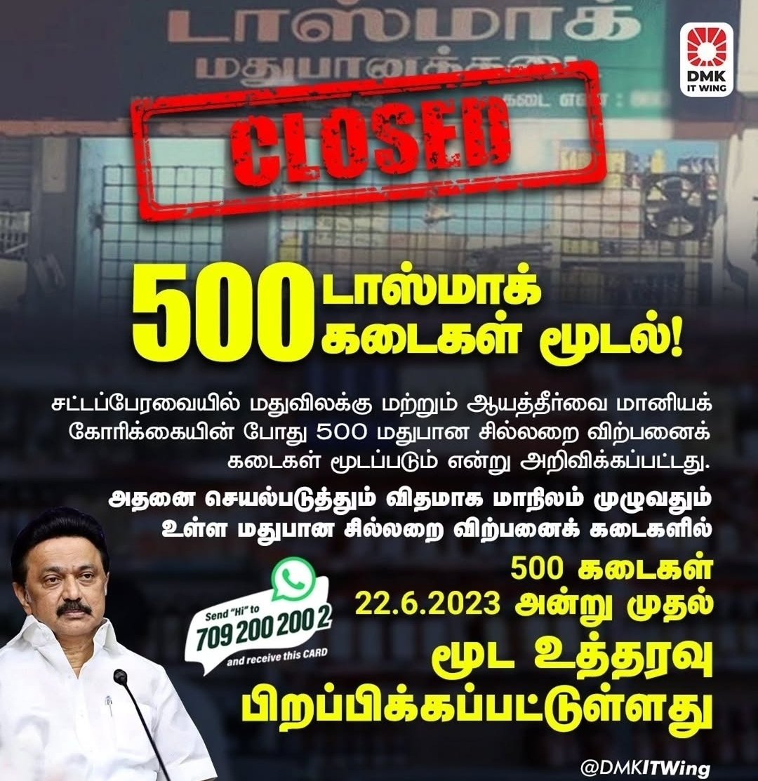 yazhini_pm's tweet photo. With reports emerging from multiple districts about TVK functionaries creating ruckus at TASMAC outlets and demanding "cuts" in the name of being the ruling party, this sudden TASMAC announcement looks more like image management than governance.

The irony is that distance restrictions near schools, colleges and places of worship are not new. Rule 8 of the Tamil Nadu Liquor Retail Vending Rules already contains such provisions, and majority of the  non-compliant outlets were closed during the MK Stalin government itself following court interventions and administrative action.

This govertment is just tyring to repack already existing regulations as a new major reform. 

A party that rode to power through industrial scale PR now appears determined to run the government the very same way, through optics, narrative management and headline politics. Kudos!