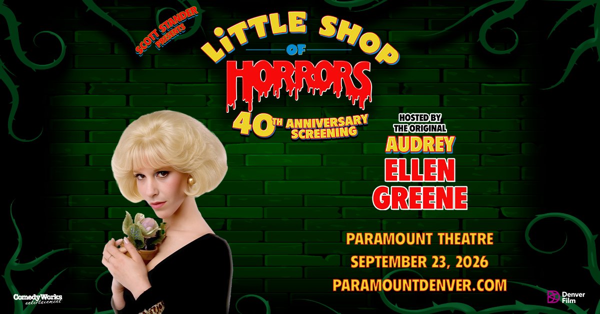 ComedyWorksEnt's tweet photo. 🚨JUST ANNOUNCED🚨

#LittleShopofHorrors 40th Anniversary Screening Hosted by #EllenGreene is coming to @paramountdenver on Wednesday, September 23rd!

🎟️ Tickets go on sale Fri, May 15th at 10am!
🎟️ https://t.co/lA6iubwXa5 https://t.co/Q7QoJ27p6Y