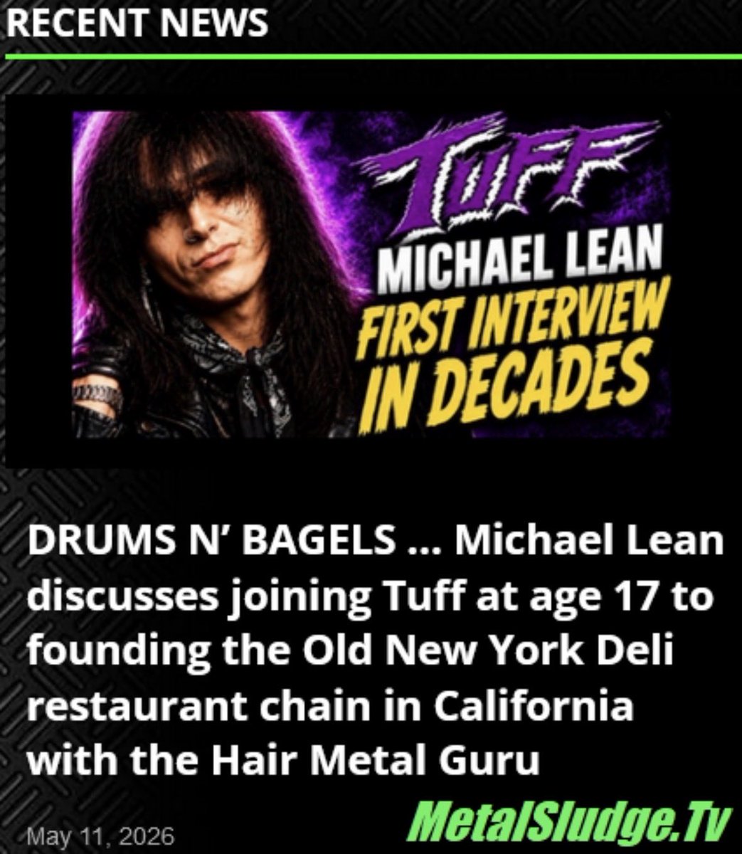 StevieTuff's tweet photo. DRUMS N’ BAGELS …
Michael Lean discusses joining Tuff at age 17 to founding the Old New York Deli restaurant chain in California with the Hair Metal Guru
#michaellean #tuff #thehairmetalguru #oldnewyorkdeli #stevierachelle #metalsludge
https://t.co/eXwybkeHor https://t.co/d6O1kJCddY